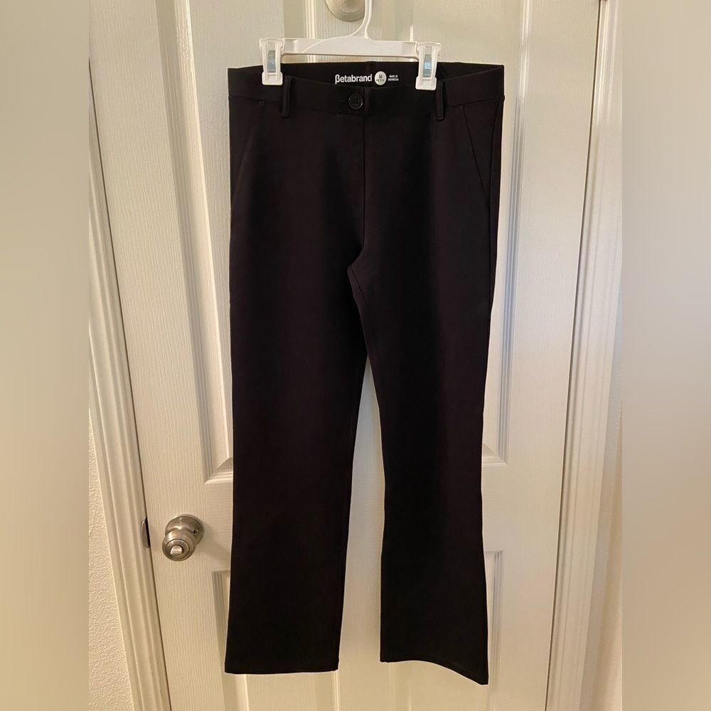 Betabrand Yoga Dress Pants Classic Straight Leg Black Size Medium Petite NWOT